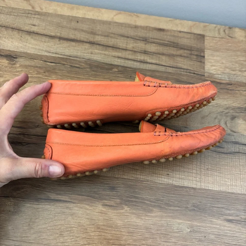 M.Gemi Leather Driving Moccasin Slip On Loafers Light Orange - Picture 8 of 8